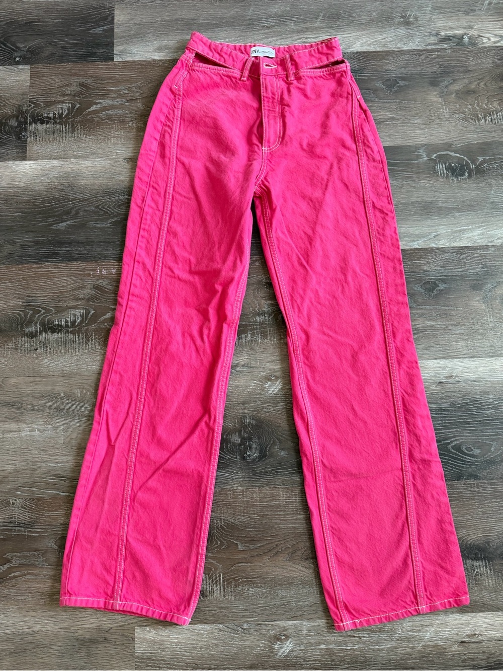 Zara Bright Pink High-Rise Straight Pants